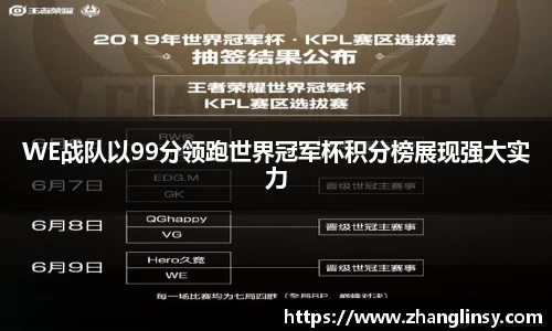 WE战队以99分领跑世界冠军杯积分榜展现强大实力