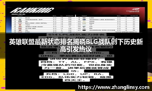 英雄联盟最新状态排名揭晓BLG战队创下历史新高引发热议